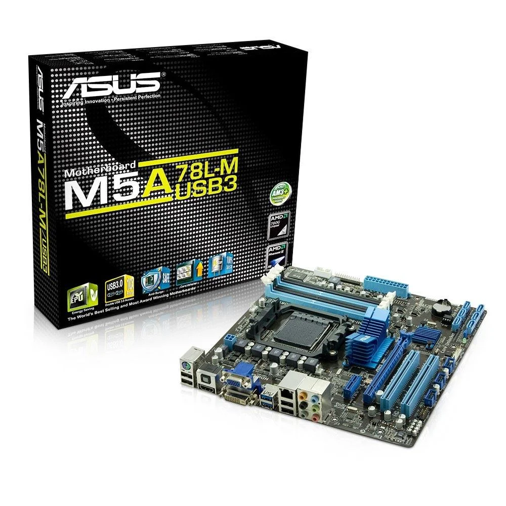 Placa-Mãe Asus M5A78L-M/USB3 AMD AM3+/AM3 mATX DDR3 Chipset 760G