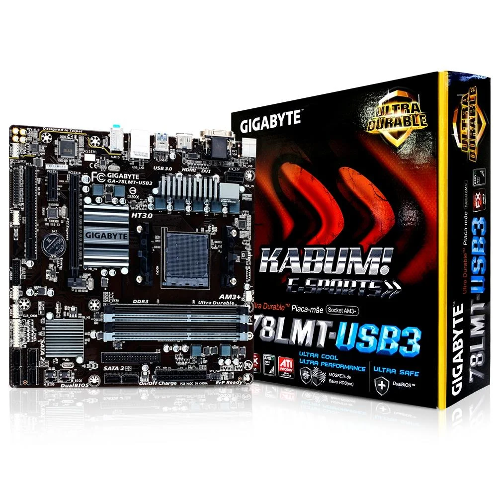 Placa-Mãe Gigabyte GA-78LMT-USB3 AM3+/AM3 mATX DDR3 USB 3.0 Chipset AMD 760G
