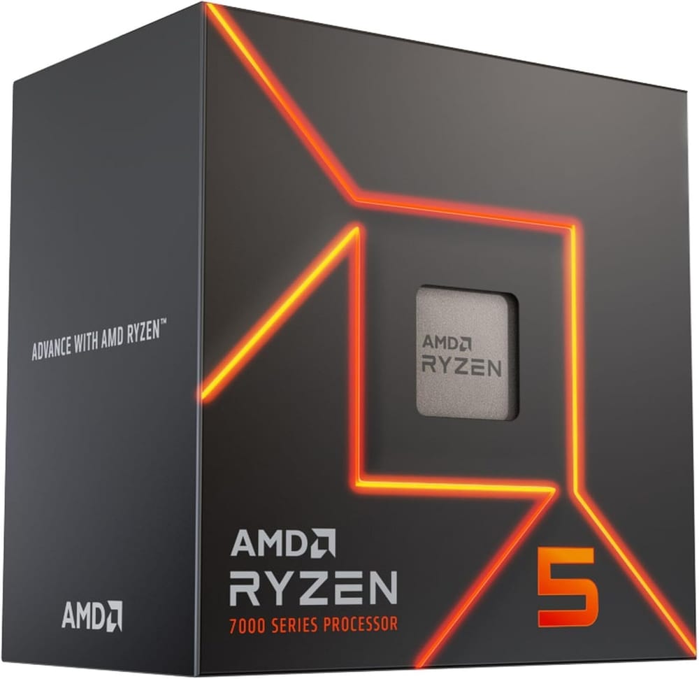 Processador AMD Ryzen 5 7500F, 3.7GHz (5.0GHz Max Turbo), Cache 38MB, 6 Núcleos, 12 Threads, AM5, Sem Vídeo Integrado - 100-100000597